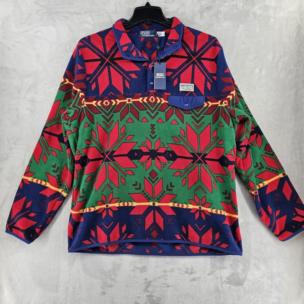 Polo Ralph Lauren Holiday SNOWFLAKE Fleece Pullover Jacket Mens XL NEW
